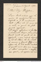 Nachlass Franz Steindachner, Brief von Brancaleone Borgioli an Franz Steindachner (25.08.1900), Inv.Nr. 45.02, Seite 1